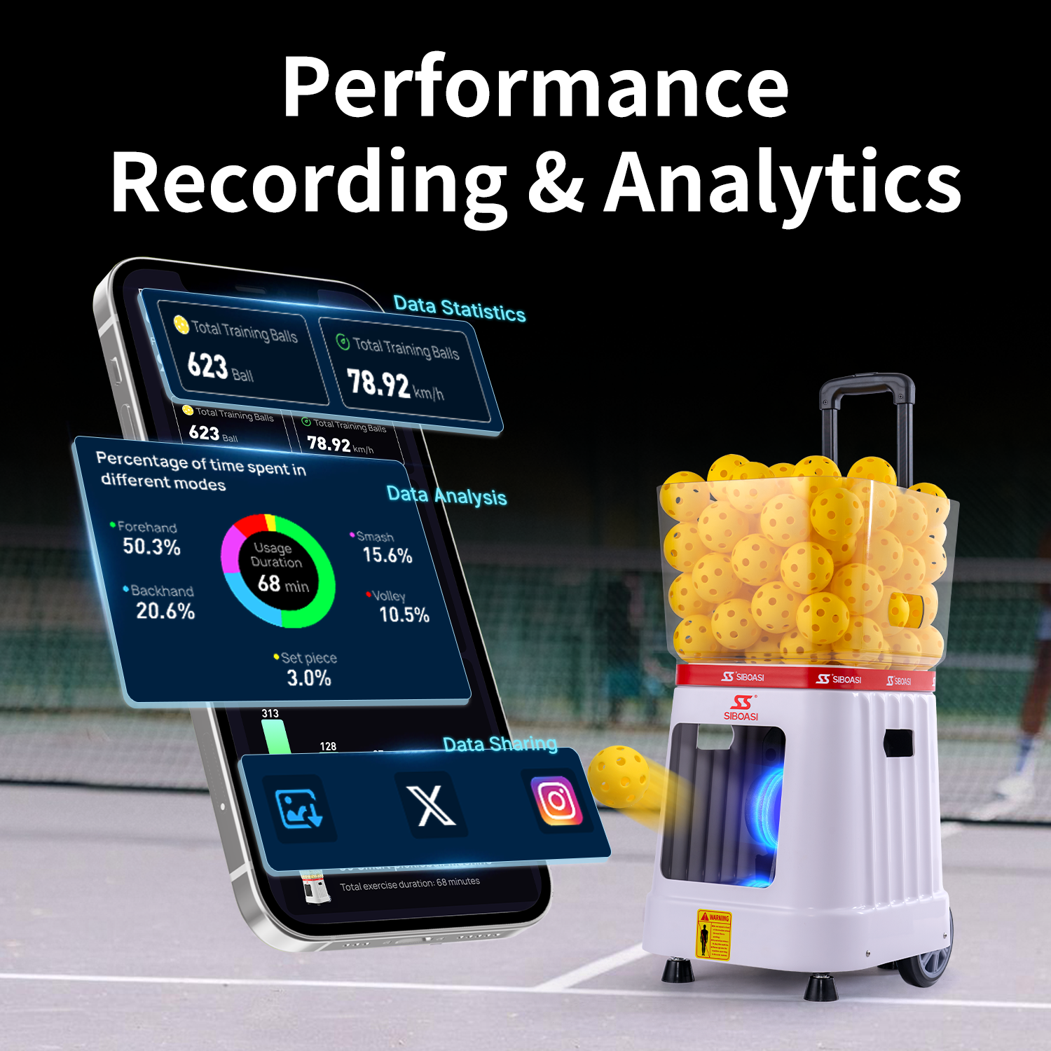 Smart Pickleball Serving Machine Trainer with APP Control C6